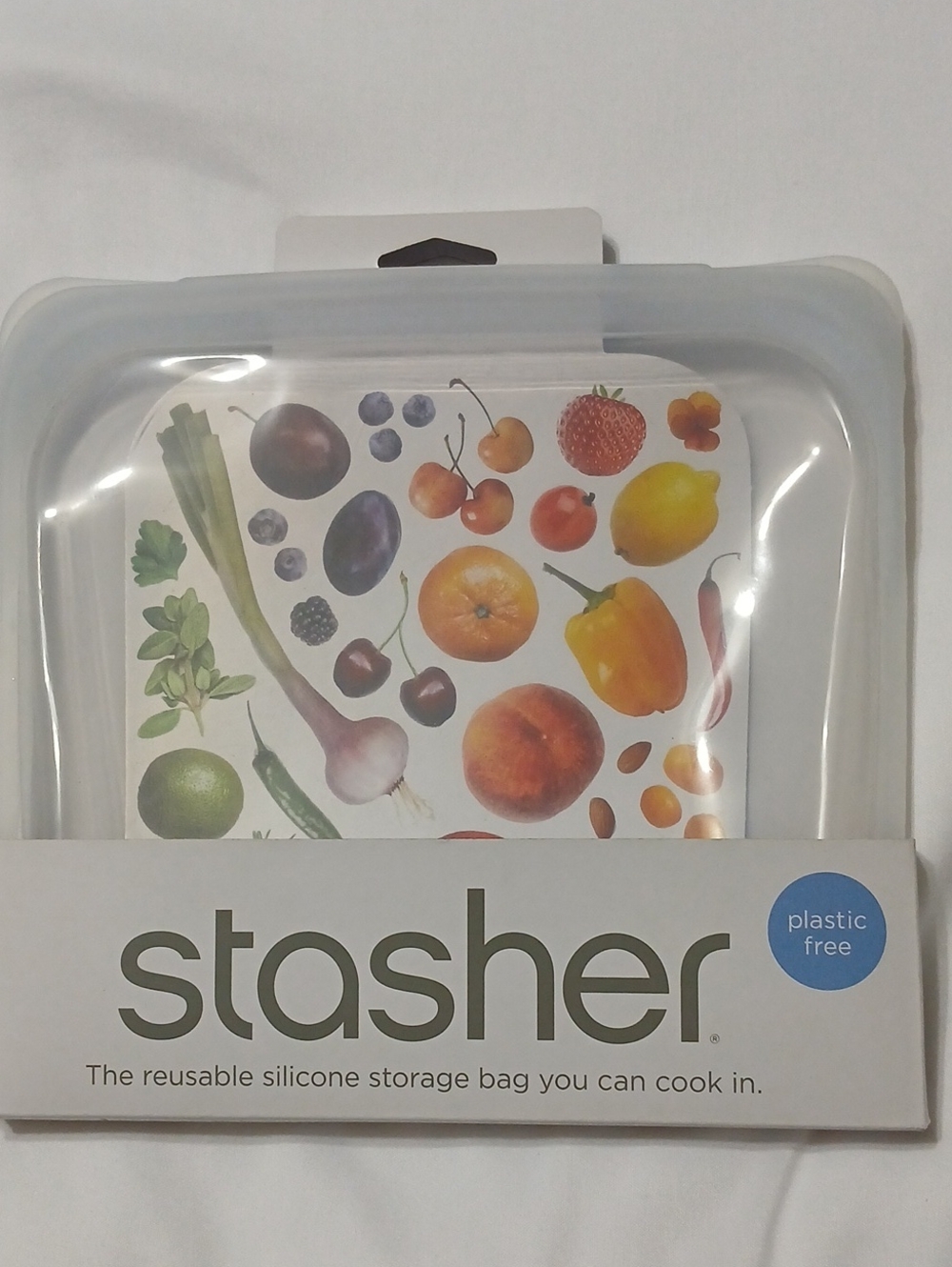 Stasher Reusable Silicone Food Storage Bag - Clear/White